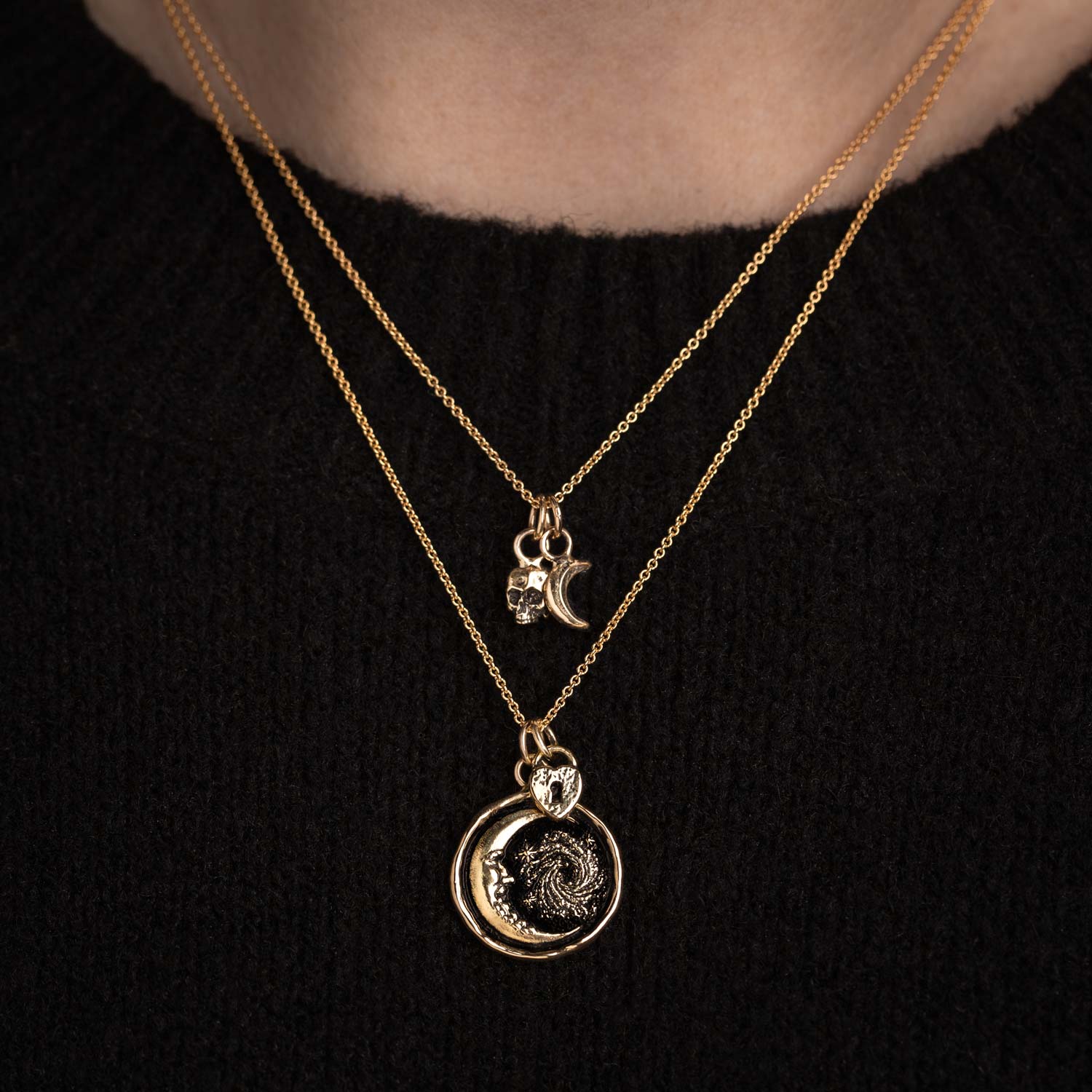 Crescent Moon 14K Gold Symbol Charm - Image 3