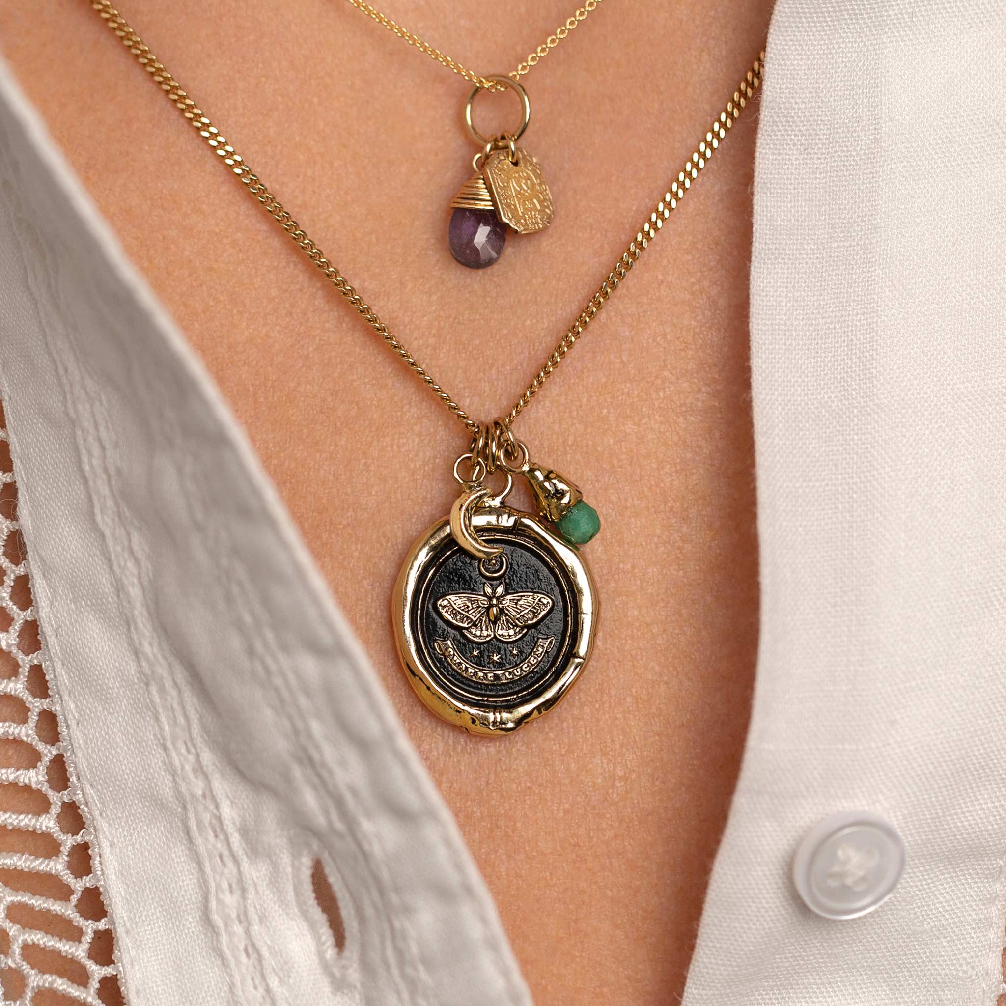 Crescent Moon 14K Gold Symbol Charm - Image 4